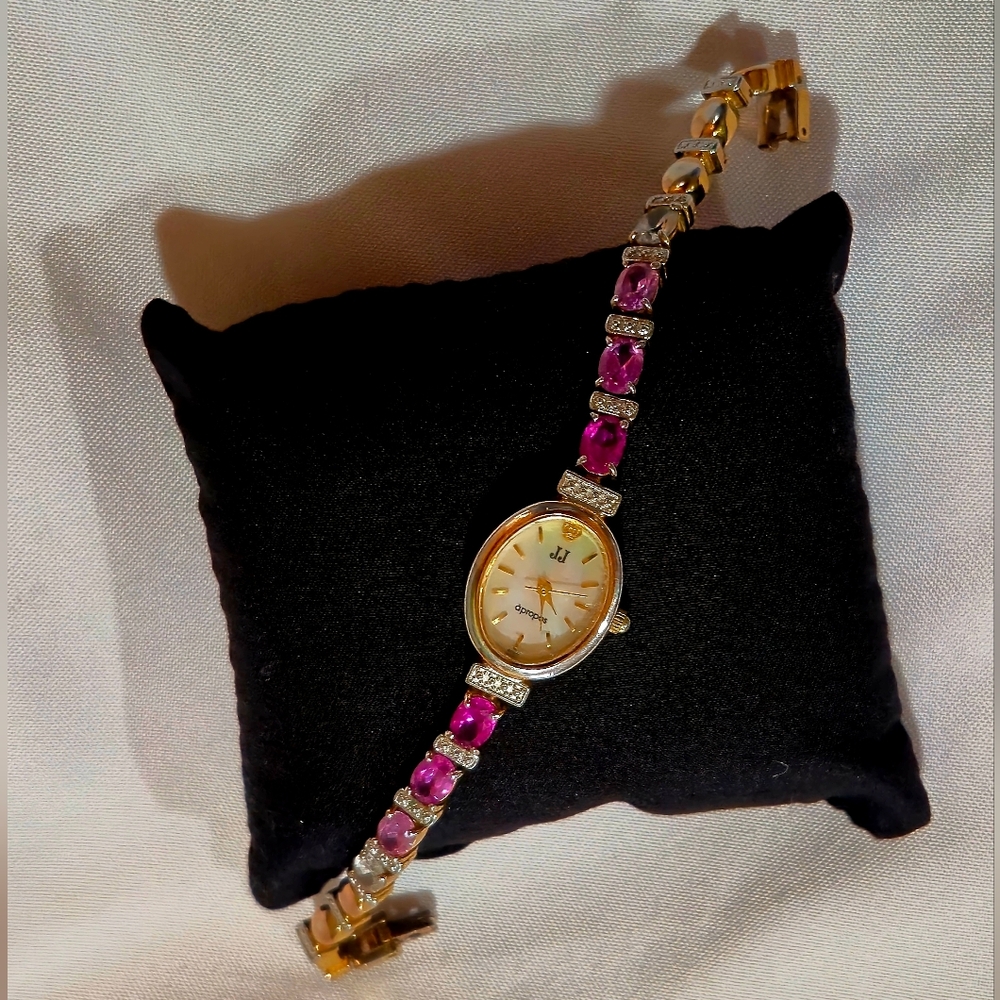 Very RARE Vintage Jules Jurgensen Ladies Watch - Pink Sapphire Set